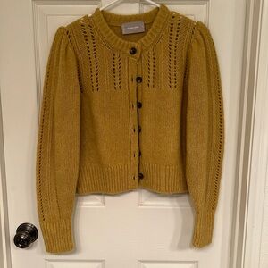 Everlane Cloud cardigan in mustard, size small